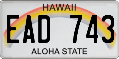 HI license plate EAD743