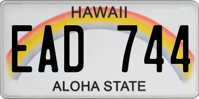HI license plate EAD744