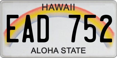 HI license plate EAD752