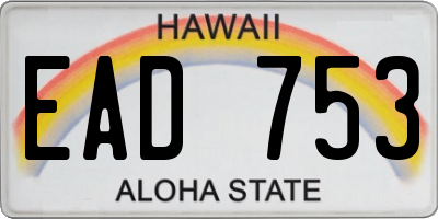 HI license plate EAD753