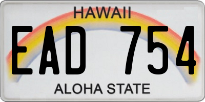 HI license plate EAD754