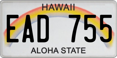 HI license plate EAD755