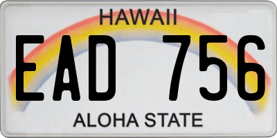 HI license plate EAD756