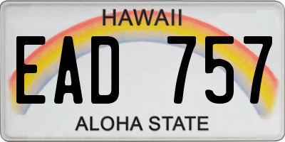 HI license plate EAD757