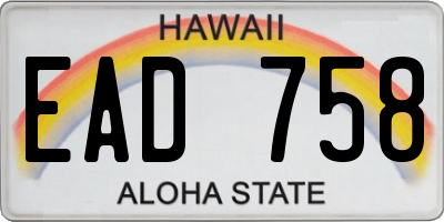 HI license plate EAD758