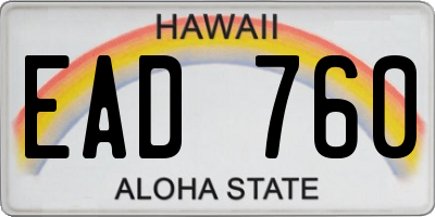 HI license plate EAD760