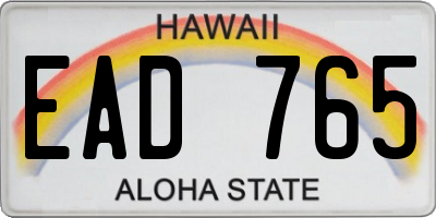 HI license plate EAD765