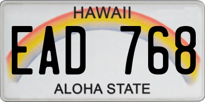 HI license plate EAD768