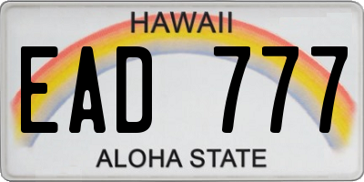 HI license plate EAD777