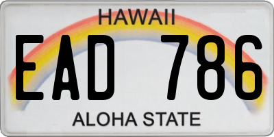 HI license plate EAD786