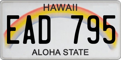 HI license plate EAD795