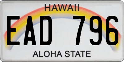 HI license plate EAD796