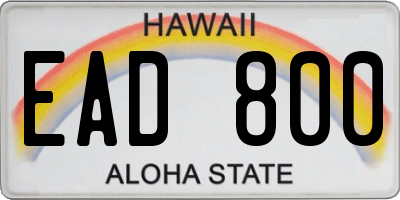 HI license plate EAD800