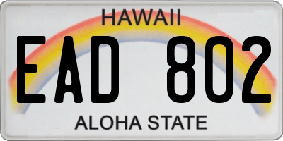 HI license plate EAD802