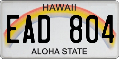 HI license plate EAD804