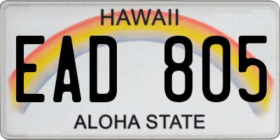 HI license plate EAD805