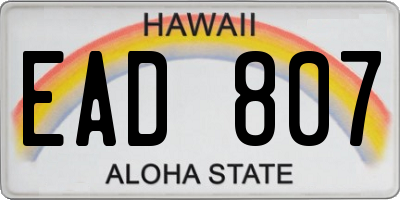 HI license plate EAD807