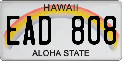 HI license plate EAD808