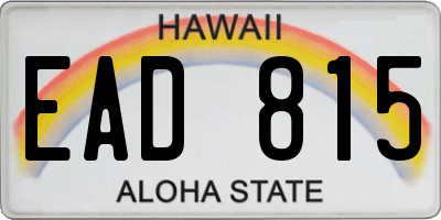 HI license plate EAD815