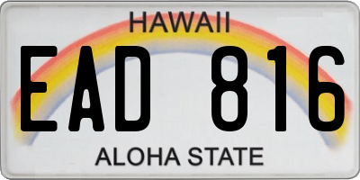 HI license plate EAD816