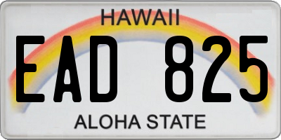 HI license plate EAD825