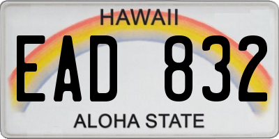 HI license plate EAD832