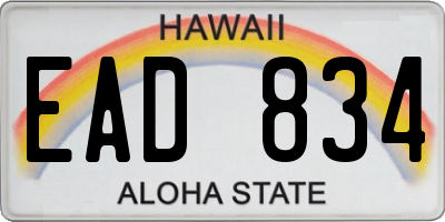 HI license plate EAD834