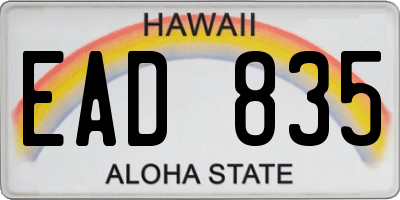 HI license plate EAD835