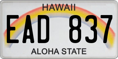 HI license plate EAD837