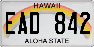 HI license plate EAD842