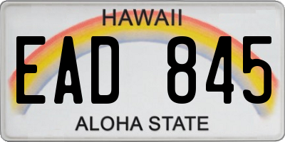 HI license plate EAD845