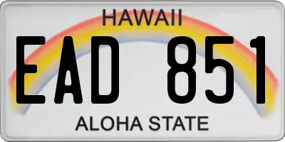 HI license plate EAD851