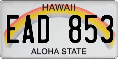 HI license plate EAD853