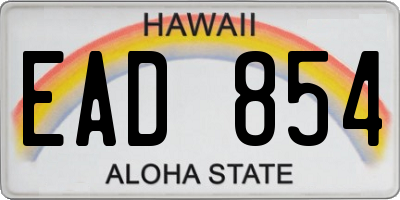 HI license plate EAD854