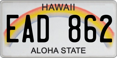 HI license plate EAD862