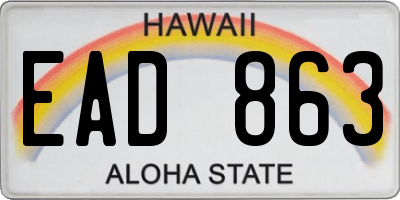 HI license plate EAD863