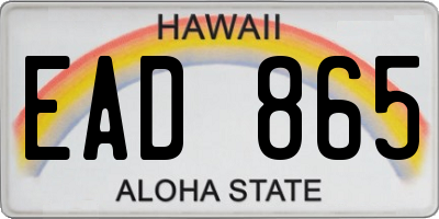 HI license plate EAD865