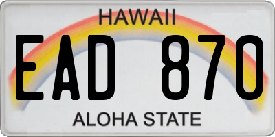 HI license plate EAD870