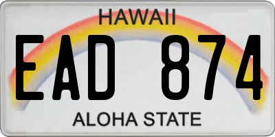 HI license plate EAD874