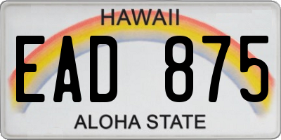 HI license plate EAD875