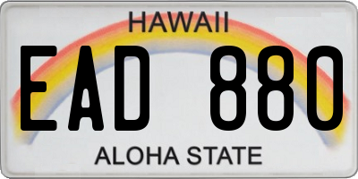 HI license plate EAD880