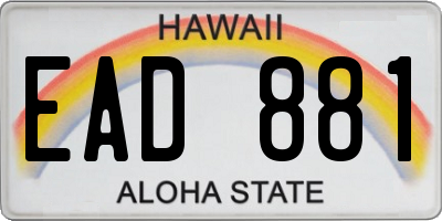 HI license plate EAD881
