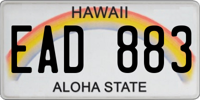 HI license plate EAD883