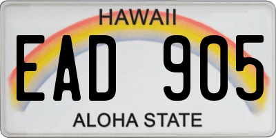 HI license plate EAD905