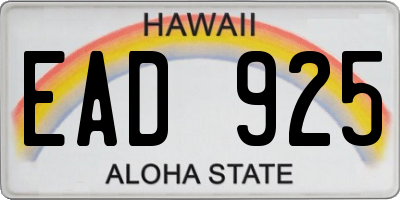 HI license plate EAD925