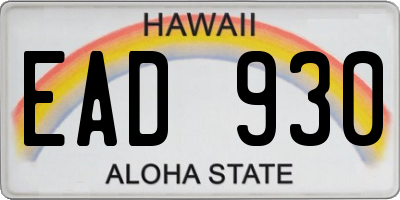 HI license plate EAD930