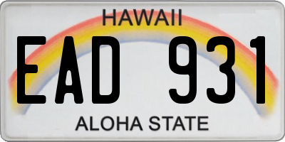 HI license plate EAD931