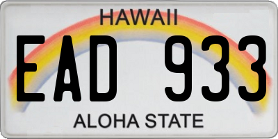 HI license plate EAD933