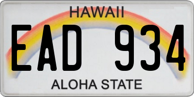 HI license plate EAD934