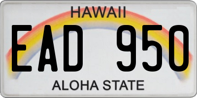 HI license plate EAD950